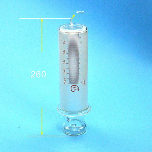 Glass Syringe with Scale, 150 ml to 1000 ml, OD 4mm Tip, Non-Medical Use