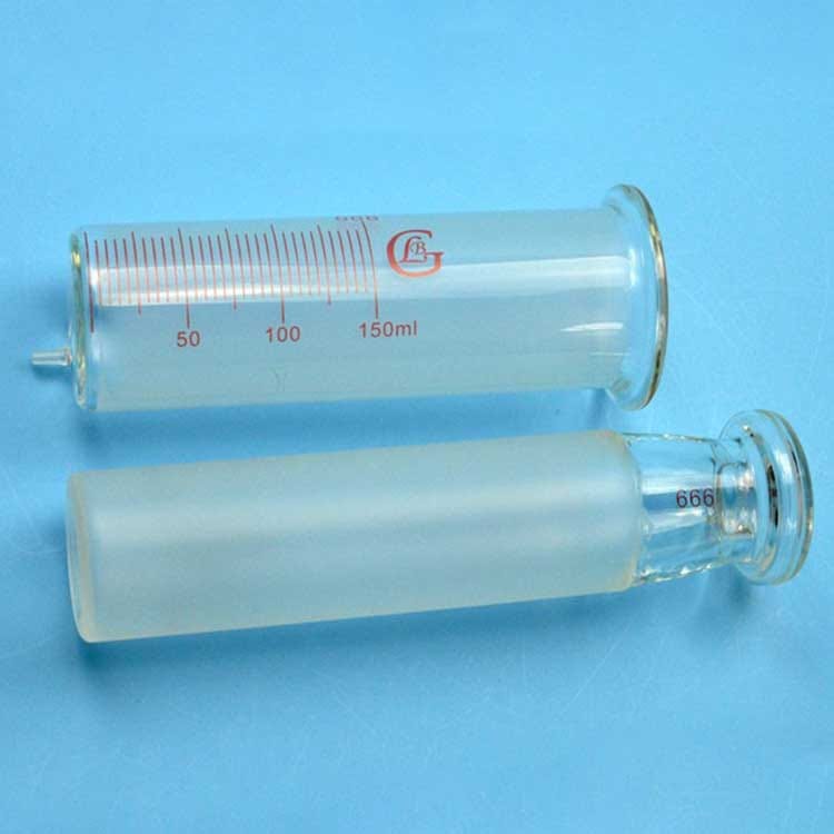 Glass Syringe with Scale, 150 ml to 1000 ml, OD 4mm Tip, Non-Medical Use