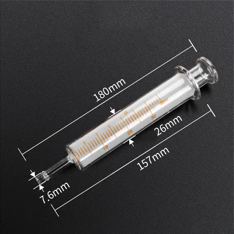 Glass Syringe with Scale, 25 to120 ml, 7.6mm Large Outlet for Tubing Connection