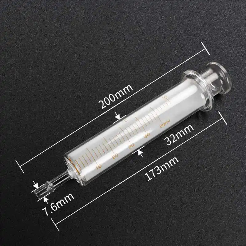 Glass Syringe with Scale, 25 to120 ml, 7.6mm Large Outlet for Tubing Connection