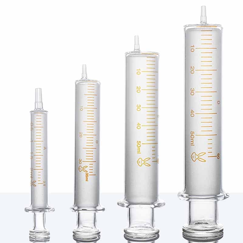 Glass Syringe with Scale, 1 ml to 100 ml, OD 4mm Tip, Non-Medical Use