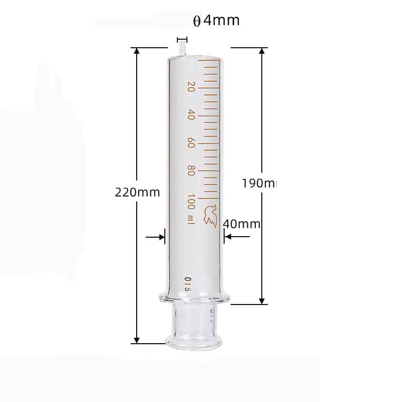 Glass Syringe with Scale, 1 ml to 100 ml, OD 4mm Tip, Non-Medical Use