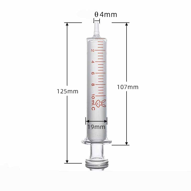 Glass Syringe with Scale, 1 ml to 100 ml, OD 4mm Tip, Non-Medical Use