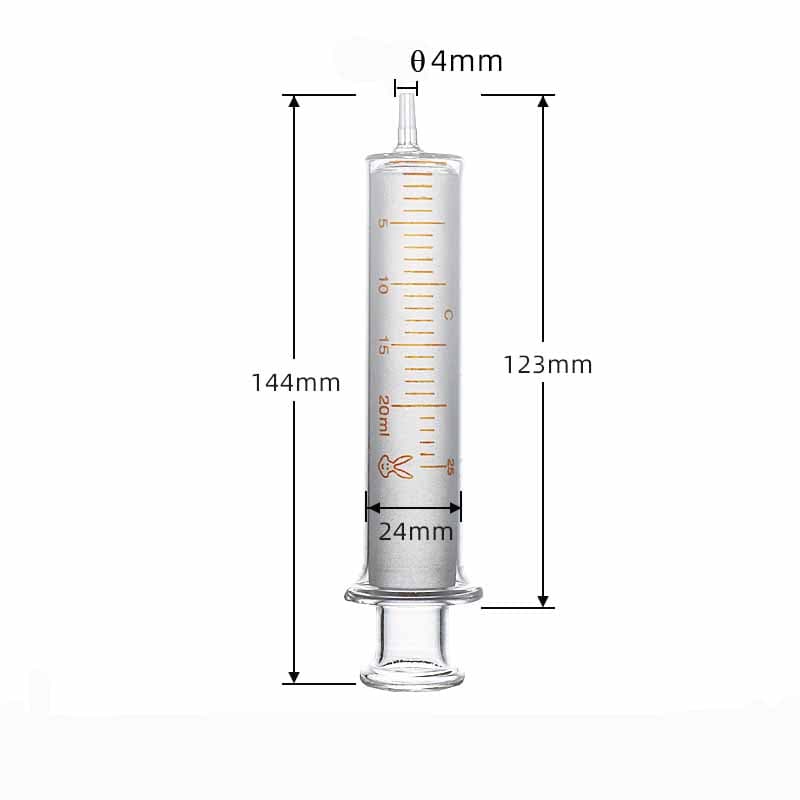 Glass Syringe with Scale, 1 ml to 100 ml, OD 4mm Tip, Non-Medical Use