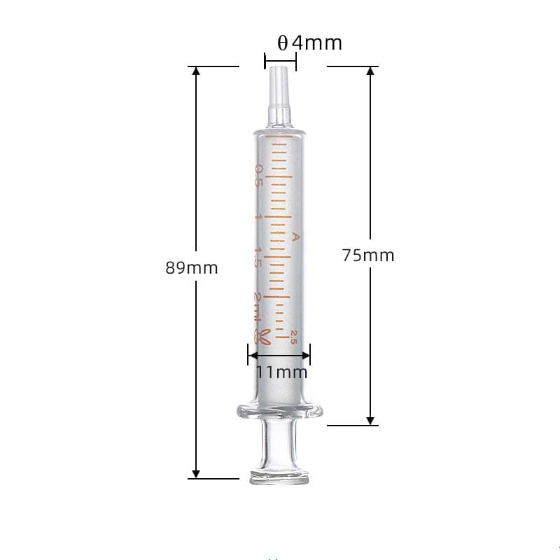 Glass Syringe with Scale, 1 ml to 100 ml, OD 4mm Tip, Non-Medical Use