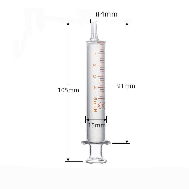 Glass Syringe with Scale, 1 ml to 100 ml, OD 4mm Tip, Non-Medical Use
