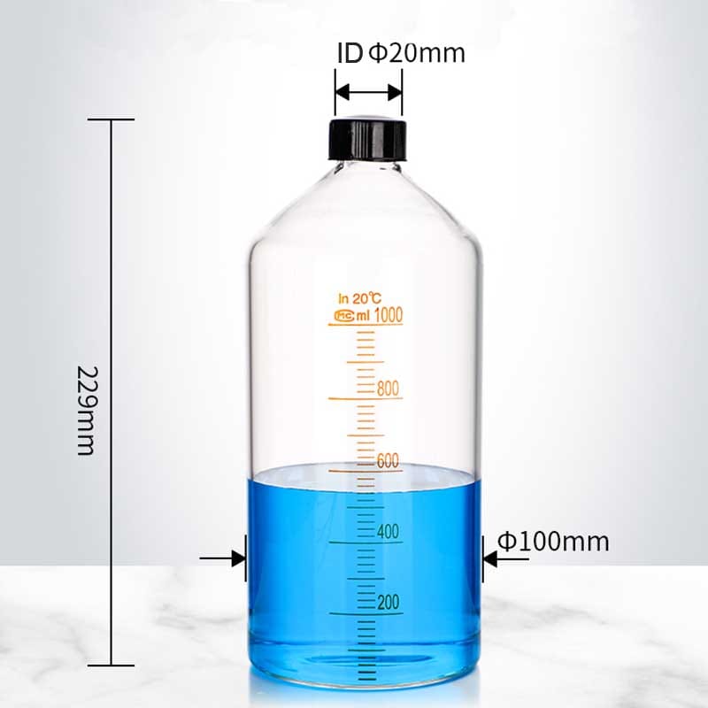 Serum bottle with screw cap, clear glass, graduated, 5 ml to 1.000 ml