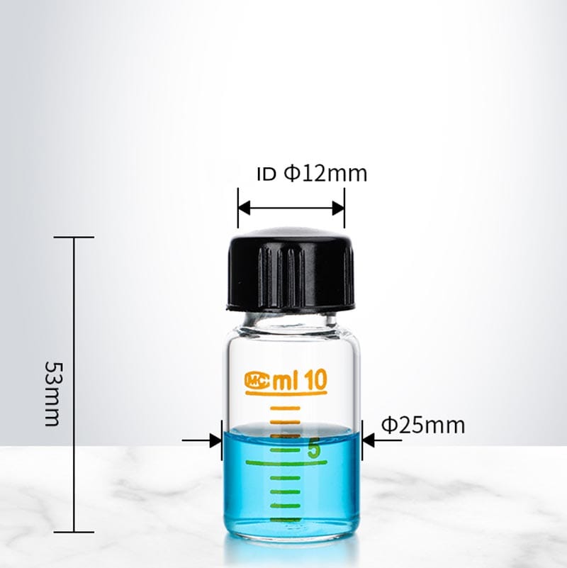 Serum bottle with screw cap, clear glass, graduated, 5 ml to 1.000 ml