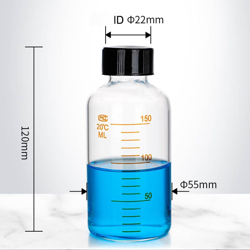 Serum bottle with screw cap, clear glass, graduated, 5 ml to 1.000 ml