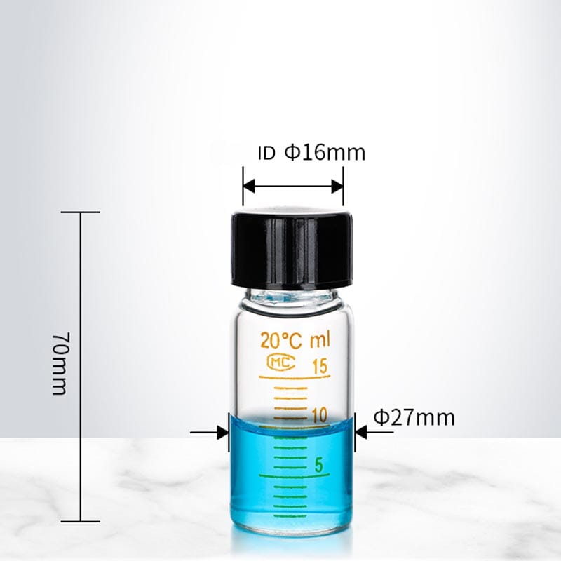 Serum bottle with screw cap, clear glass, graduated, 5 ml to 1.000 ml