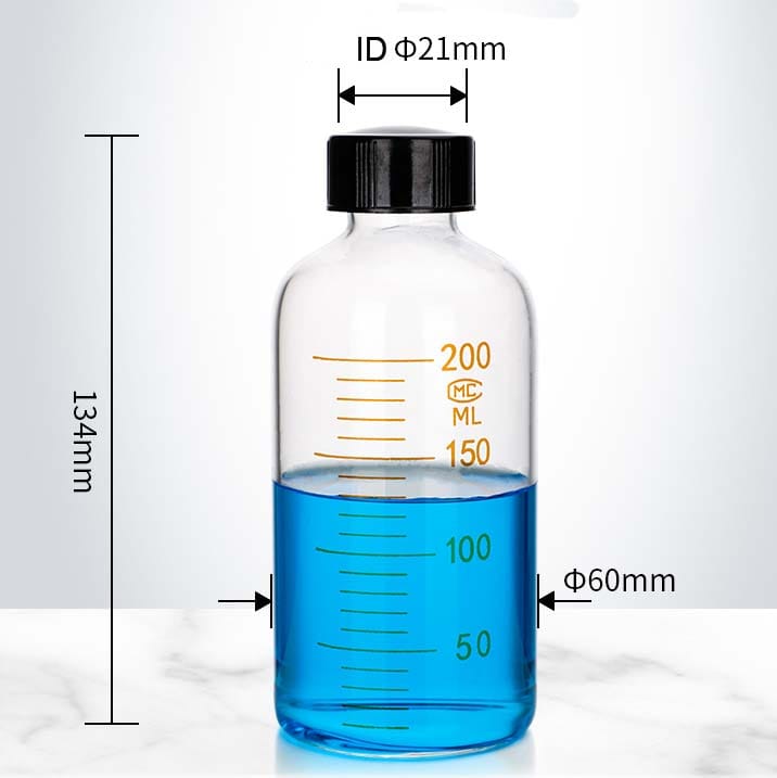 Serum bottle with screw cap, clear glass, graduated, 5 ml to 1.000 ml