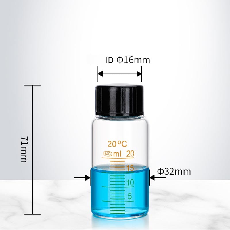 Serum bottle with screw cap, clear glass, graduated, 5 ml to 1.000 ml