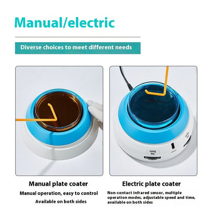 Dual-Sided Rotary Table Manual Electric Plate Coater Plastic Can for Bacteria Culture Dish and Micro