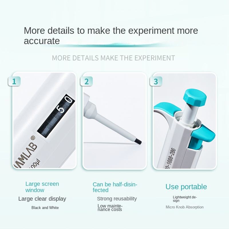 Single-Channel Micro Adjustable Sampler Lab Supplies Sterilizable Full Autoclavable Pipettor