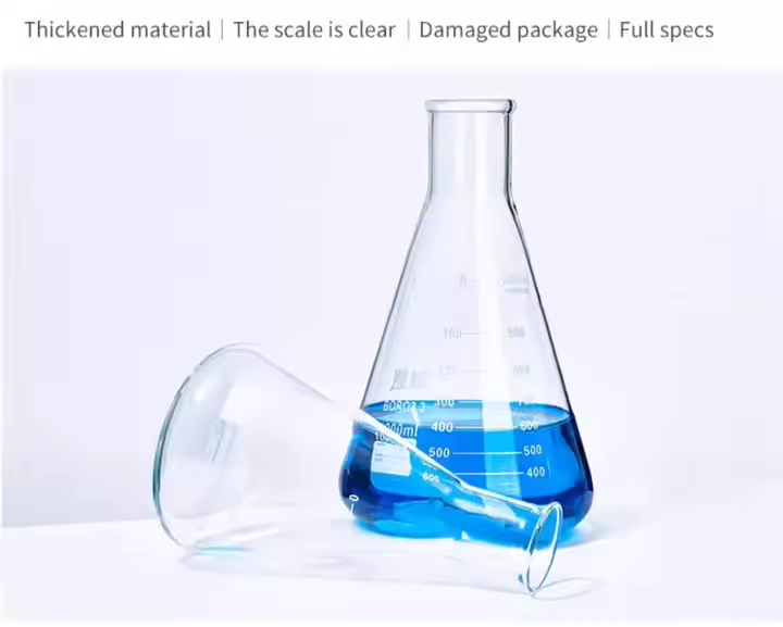 Lab Use 500ML 1000ML Glass Erlenmeyer Conical Flask Wide Narrow Flask for Beaker and Flask Gen