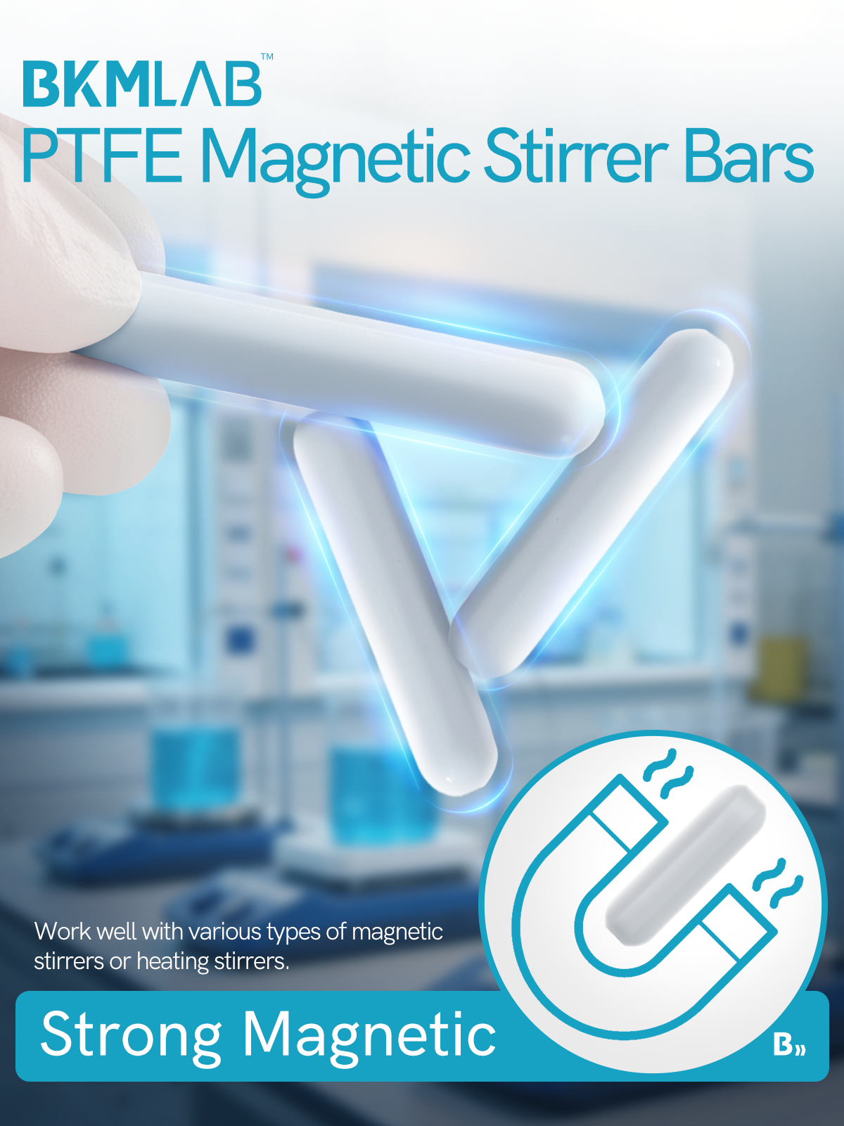 PTFE Magnetic Stirrer Mixer Stir Bar, Magnet Stirring Rods Stick Stir Plate Bars for Laboratory, Hom