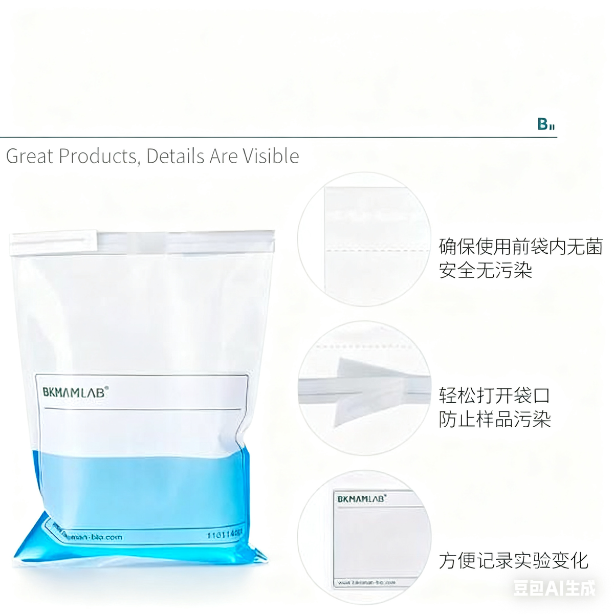 High Quality Sterile Iron Wire Polythene Sampling Bags Writing Area 60ml-6700ml Capacity Lab Drying 