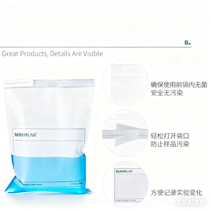 High Quality Sterile Iron Wire Polythene Sampling Bags Writing Area 60ml-6700ml Capacity Lab Drying 