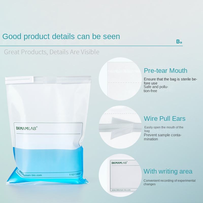254*356 Mm Biological Sterile Iron Wire Sampling Bag Sample Collection Bag 114*229mm With Writing Ar