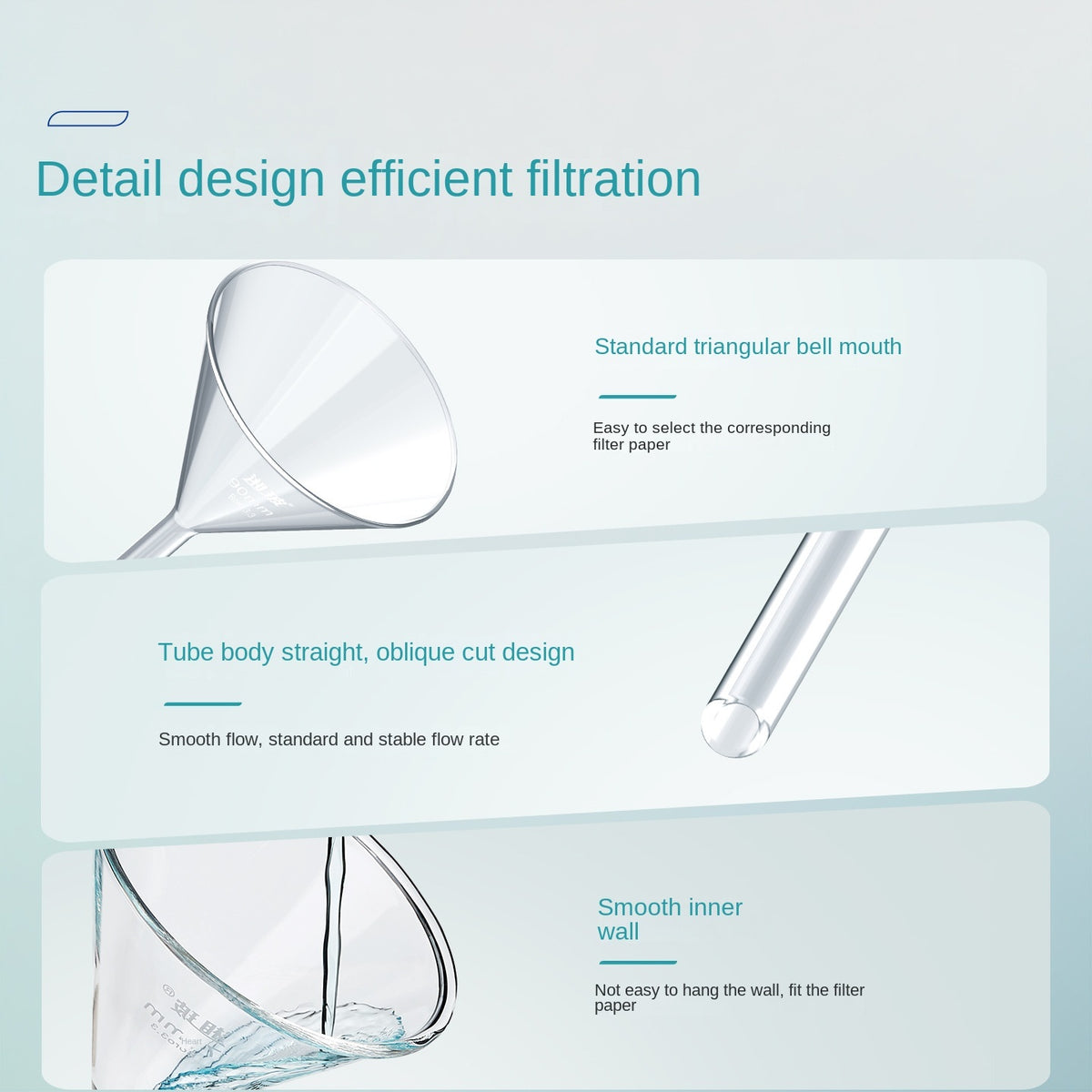 Hunan Laboratory Glass Triangular Funnel High Borosilicate Long Neck Thickened Small Diameter Short 