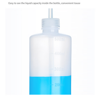 Plastic 250ml 500ml 1000ml Safety Washing Bottle Laboratory Bottles with White Red Head Mouth Elbow 