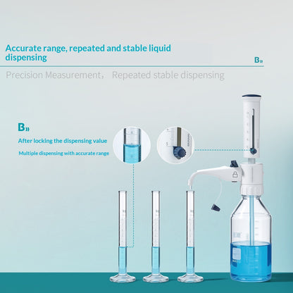 Bio-Bottle Mouth Dispenser PTFE Glass Quantitative Pipetting Manual Adjustable Experimental Bottle-T