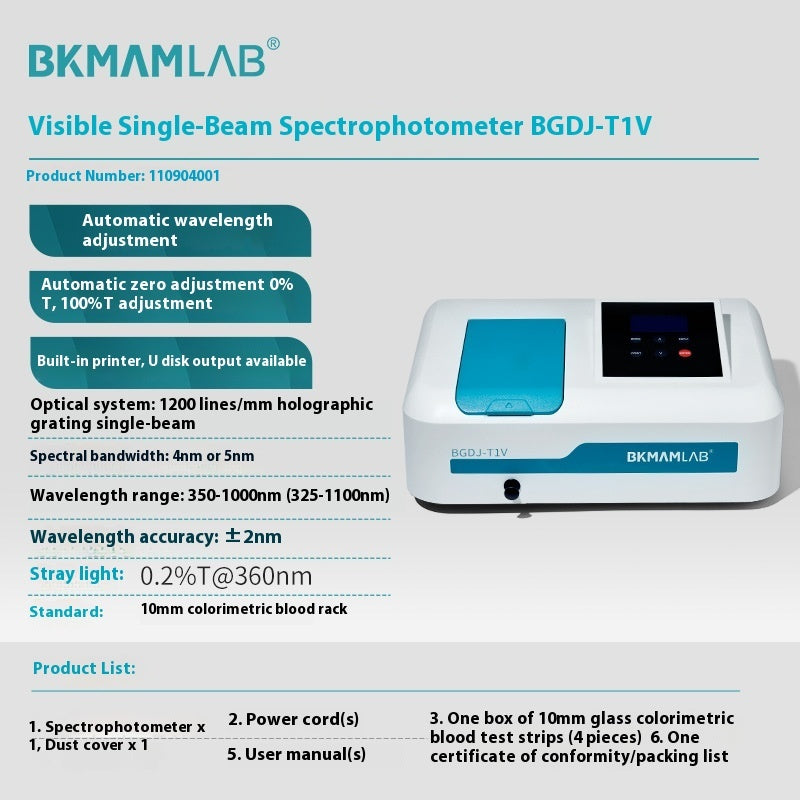 Laboratory UV-Vis Spectrophotometer Single Beam Instrument Spectrum Analyzer Photometer for Biologic