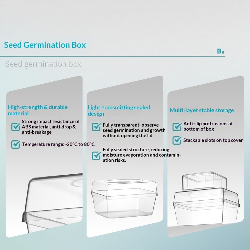 Lab Biological Seed Germination Box ABS Material 12125.4 cm 131912 cm for Wheat Corn Vegetables Flow