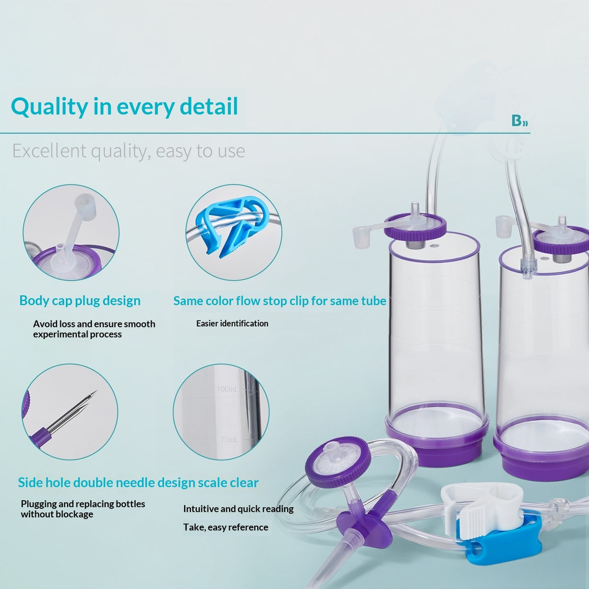 Disposable Sterile Bacterial Culture Device Fully Enclosed Leak-Proof Design Dual-Pin Two/Three Filt