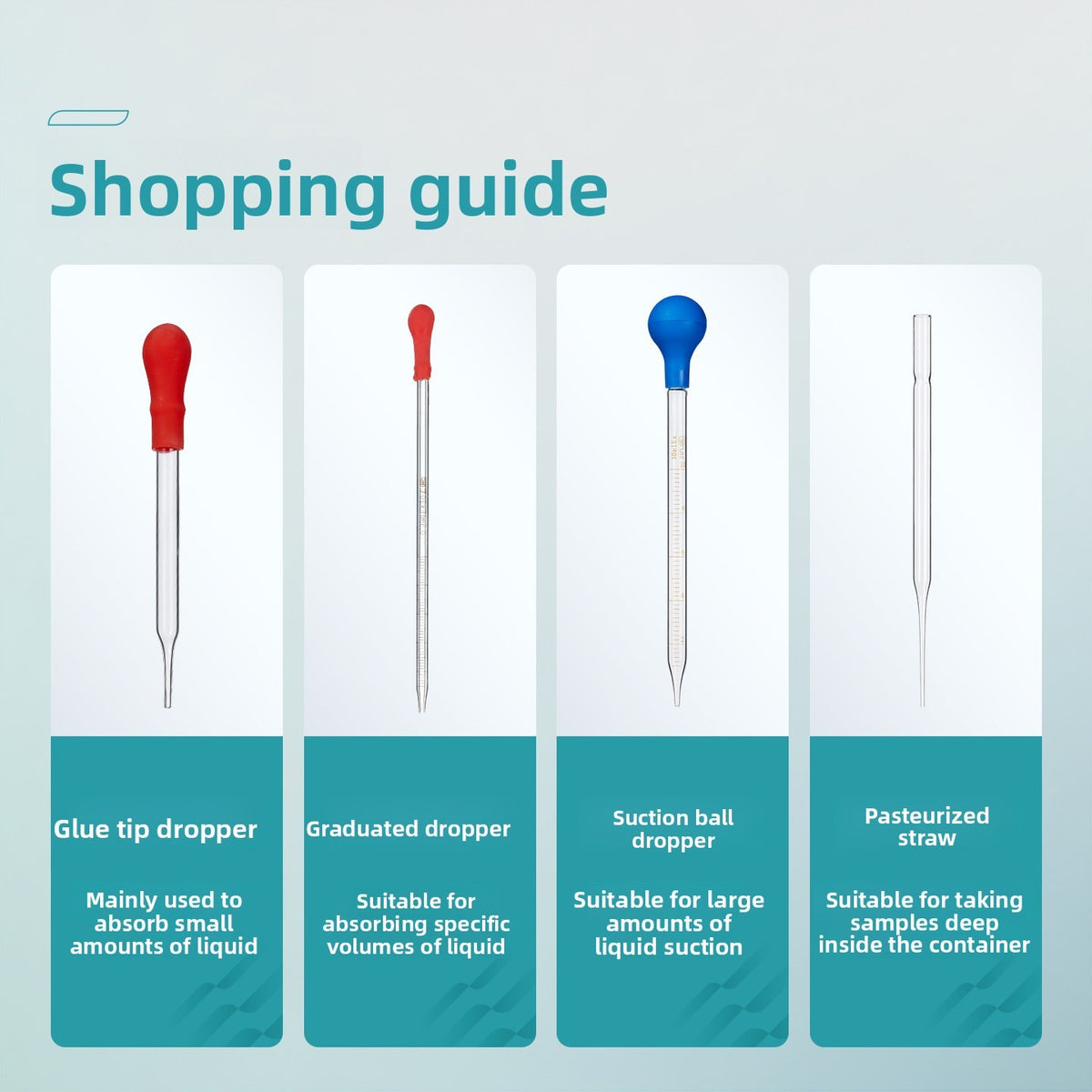 Glass Dropper Rubber Tip Shuniu White Transparent Brown Laboratory Pipette Sampling Tube 90-200mm