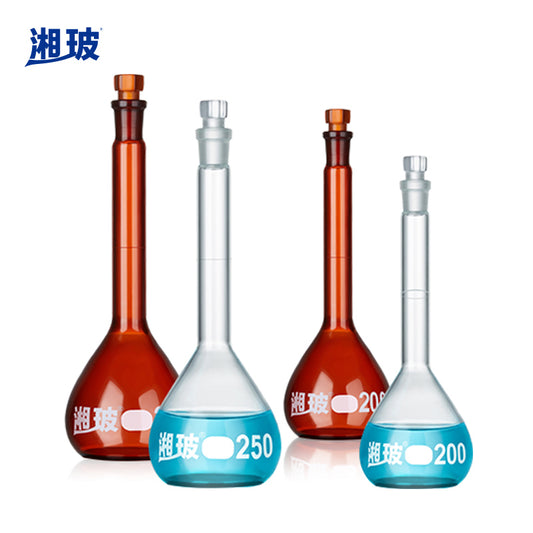 Glass Volumetric Flask with Glass Stopper, 5-2000ml Transparent/Brown/Amber Available