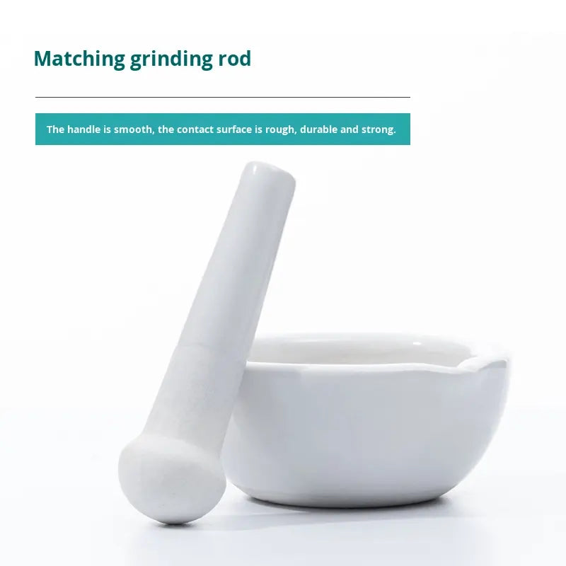 Thickened Ceramic Laboratory Mortar Pestle Set with Sample Jar Bowl Grinding Rod 60-356mm Capacity 1