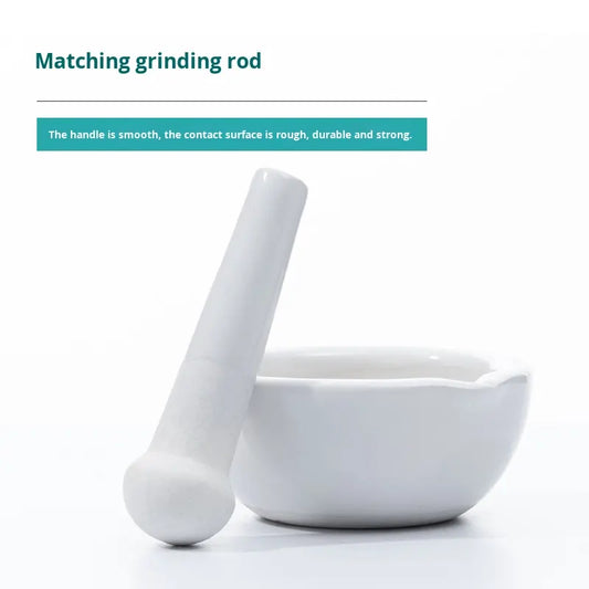 Thickened Ceramic Laboratory Mortar Pestle Set with Sample Jar Bowl Grinding Rod 60-356mm Capacity 1