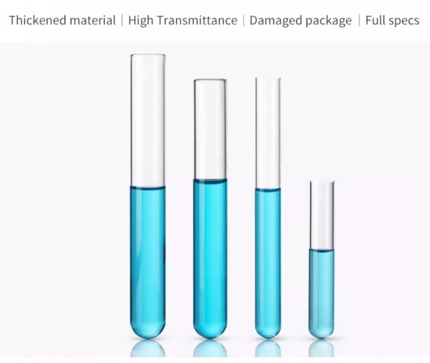 Hot Sale Wholesale and Custom Made Round Bottom Flat Neck High Borosilicate Glass Test Culture Tube 