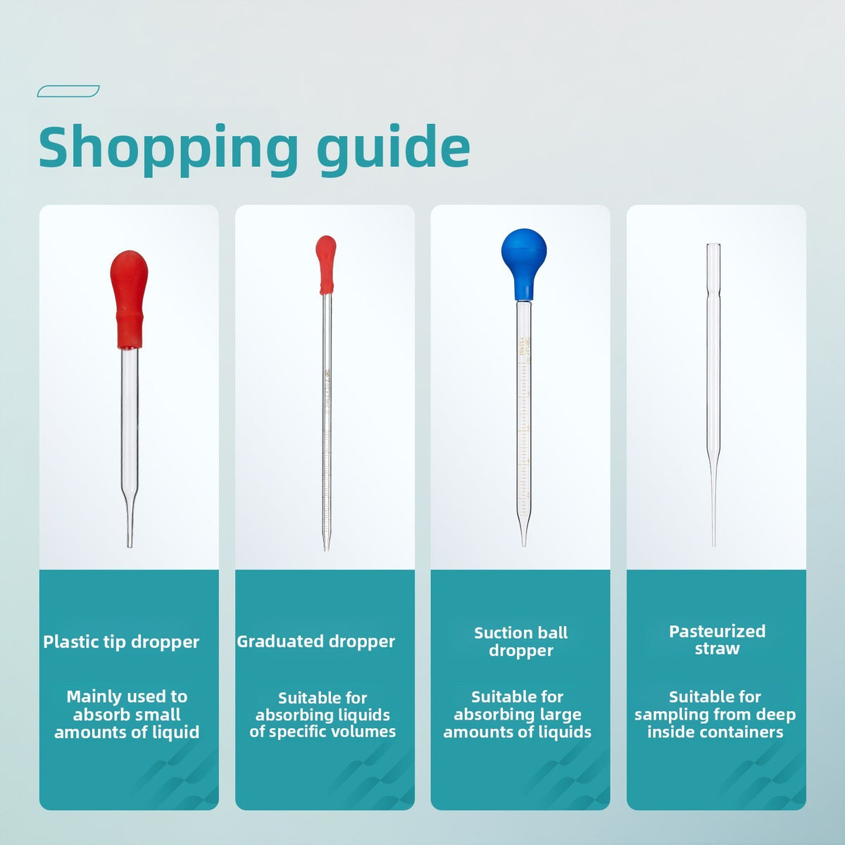 Glass Dropper Rubber Tip Pipette Graduations Suction & Sampling Tubes Chemical Lab