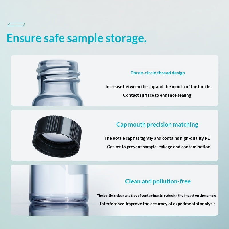 Glass Screw-top Reagent Sample Bottles Transparent Brown Laboratory Use Cylindrical Serum Design 3-6
