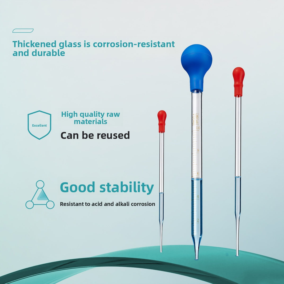 Glass Dropper Rubber Tip Pipette Graduations Suction & Sampling Tubes Chemical Lab