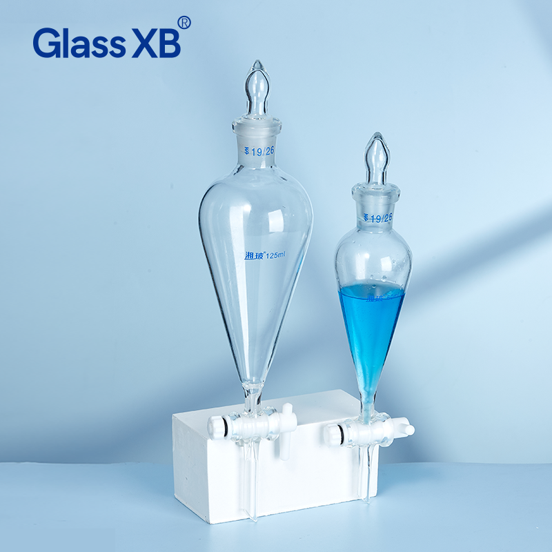 3000ml Borosilicate Glass Pear Shaped Separatory Squibb Funnel with Scale Joint 24/29 PP Lip PTFE St