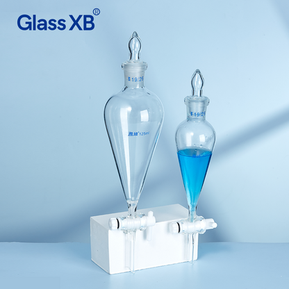3000ml Borosilicate Glass Pear Shaped Separatory Squibb Funnel with Scale Joint 24/29 PP Lip PTFE St