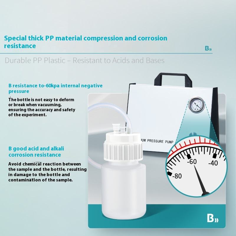 1l/2l Liquid Storage Suction Vacuum Bottle With Tee Cover Negative Pressure Pump For Biological And 