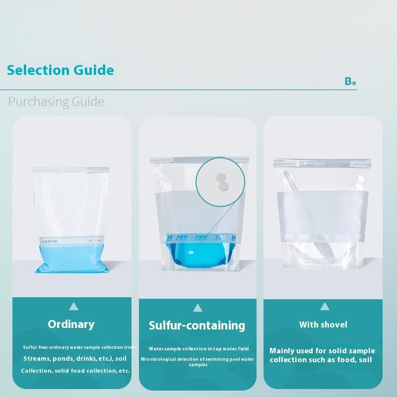 Sterile Free Standing Wire Sampling Bag Homogeneous Liquid Collection Bag Writing Area Water Sample 