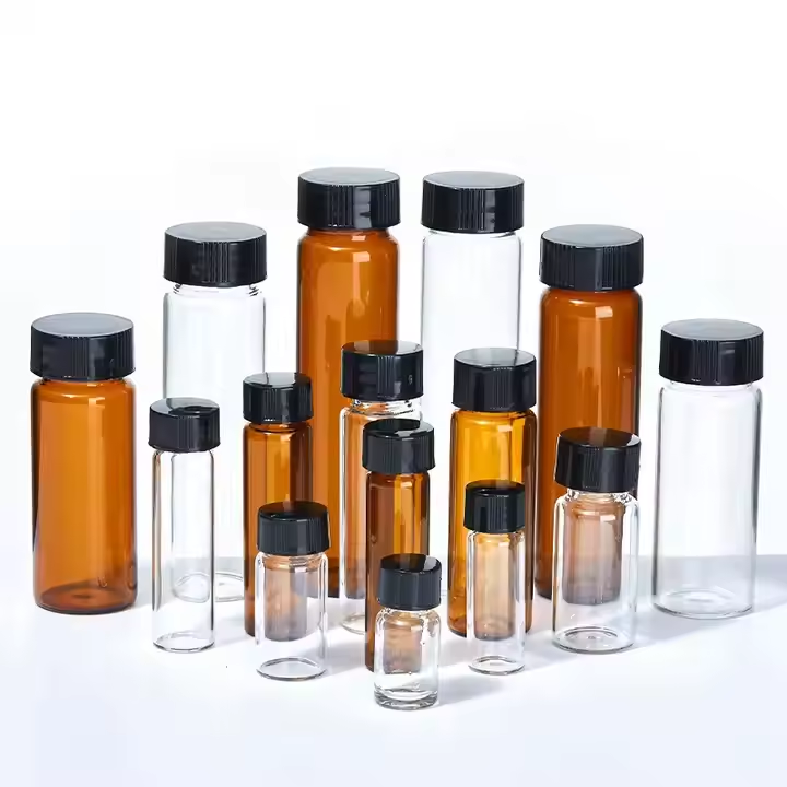 Amber Clear Glass Vials 3ml-60ml Sample Collection Bottles Lab Supplies