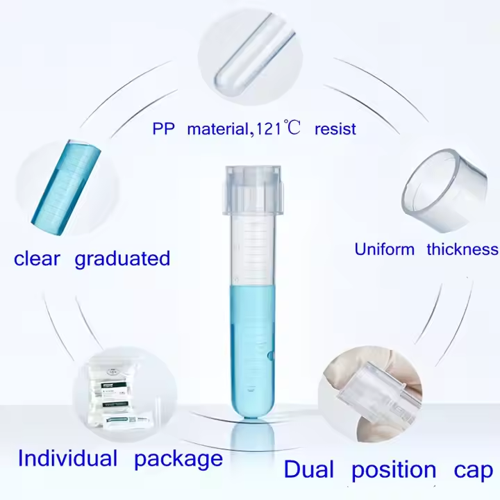 Individual Wrapped 12ml Plastic Cell Culture Tube Sterile Dual Position Lid Lab Supply Product