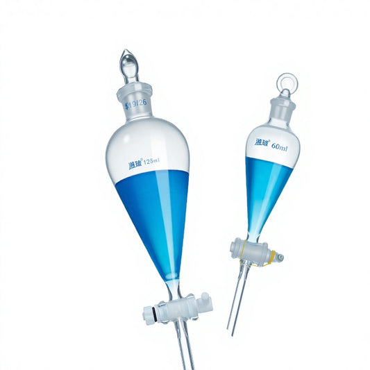 3000ml Borosilicate Glass Pear Shaped Separatory Squibb Funnel with Scale Joint 24/29 PP Lip PTFE St