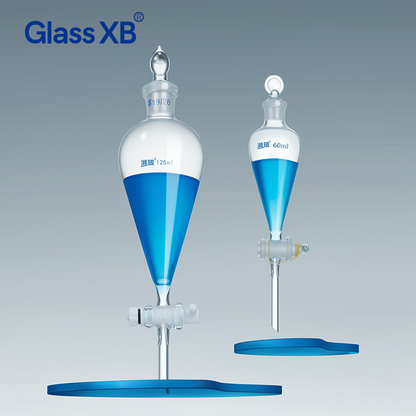 3000ml Borosilicate Glass Pear Shaped Separatory Squibb Funnel with Scale Joint 24/29 PP Lip PTFE St