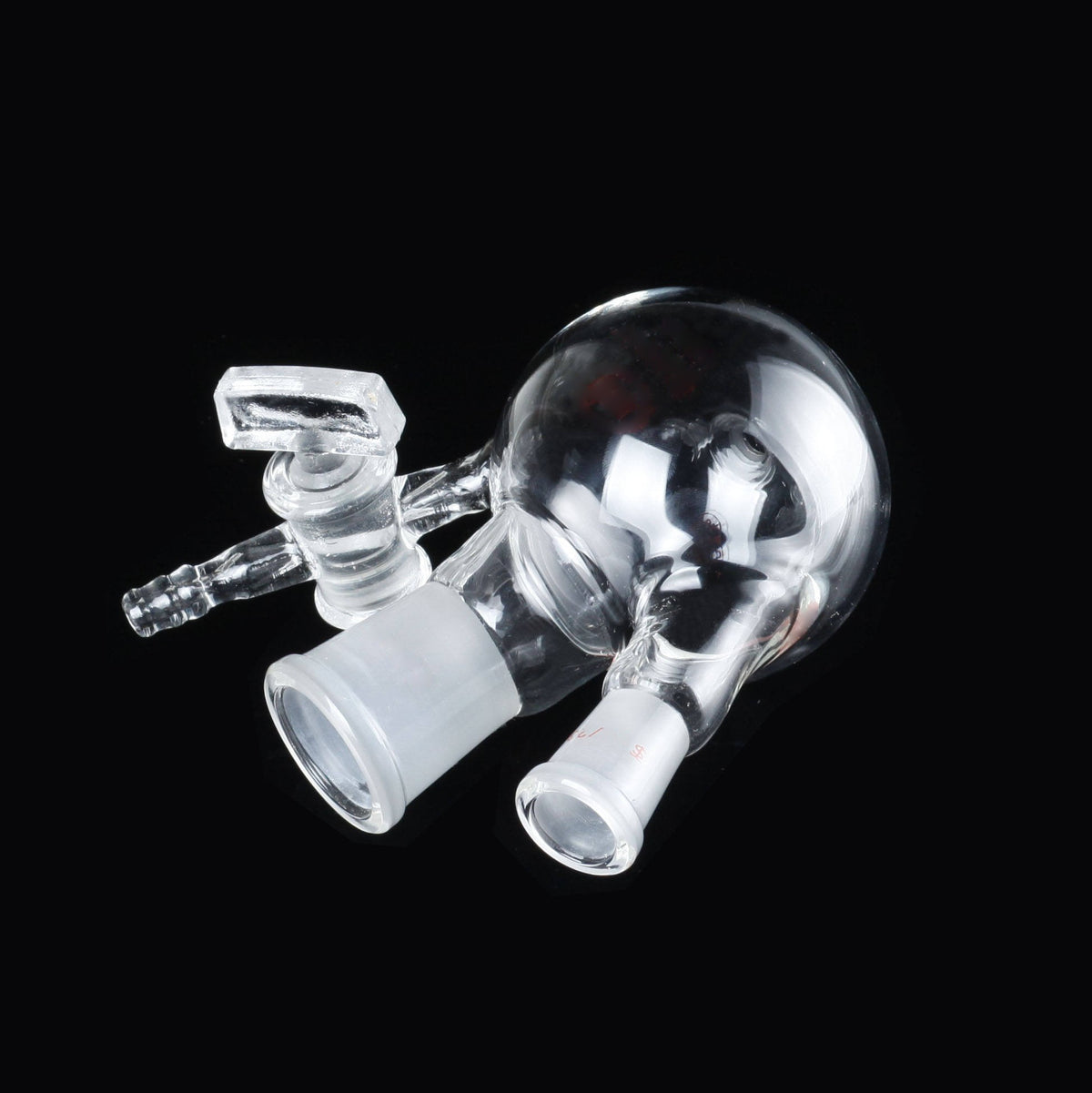 Round-bottom two-neck reaction flask with glass stopcock