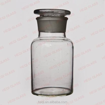 Glass wide-mouth clear reagent bottle