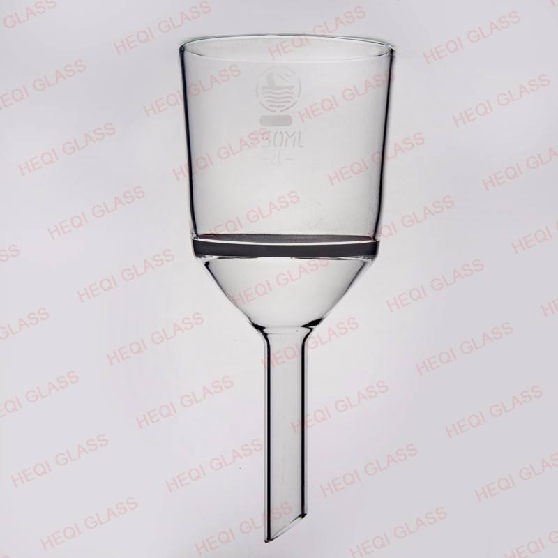 Glass Fritted disc filter funnel with ground joint. Detail matches list title.