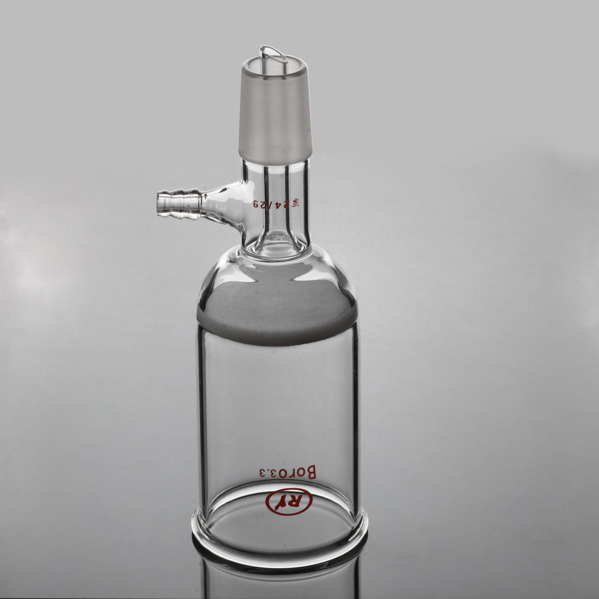 Glass Fritted disc filter funnel. Detail matches list title.