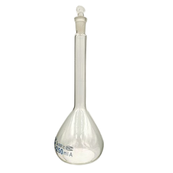 Glass volumetric flask with stopper